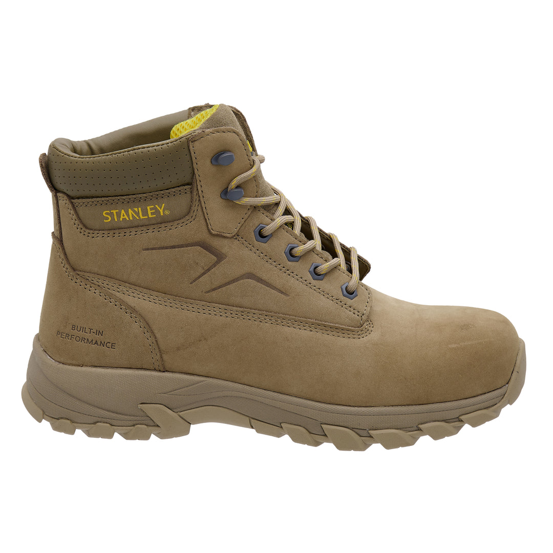 STANLEY Tradesman Men's Steel Toe, Steel Midsole Safety Work Boot, Stone, Side View Facing Right